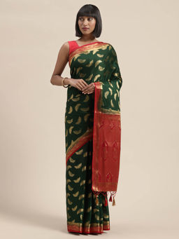 Mimosa - Women Mysore Silk Style Crepe Saree With Unstitched Blouse