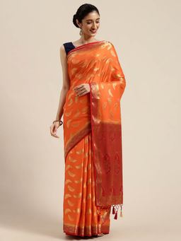 Mimosa - Women Mysore Silk Style Crepe Saree With Unstitched Blouse