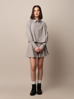 ONLY - Women Grey Textured Weave Shirt