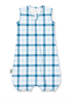 Cocoon Care - Bamboo Cotton Checks Single Sleeping Bag for Baby Blue