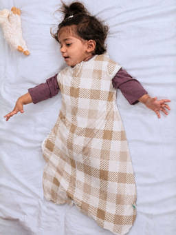 Cocoon Care - Bamboo Cotton Checks Single Sleeping Bag for Baby Brown