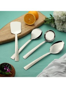 FNS - Montavo By Fns Pebble Laser Engraved Stainless Steel Serving Spoons (Set of 4)