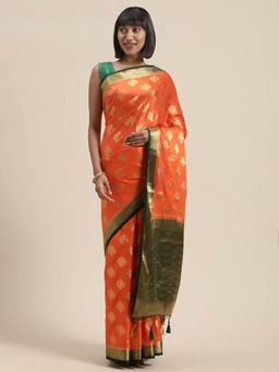 Mimosa - Women Mysore Silk Style Crepe Saree With Unstitched Blouse