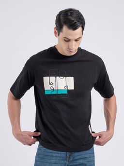 Red Tape - Men Black Printed T-Shirt