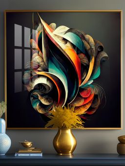 The Next Decor - Floral Harmony Glass Finish Square Wall Art