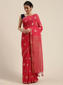 Mimosa - Women Banarasi Style Chiffon Saree With Unstitched Blouse