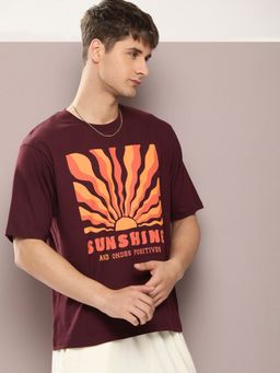 DILLINGER - Maroon Graphic Oversized T-Shirt