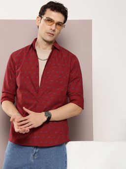 DILLINGER - Mens Maroon Printed Shirt