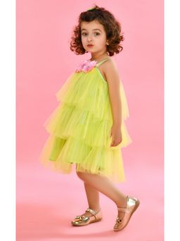 SAKA DESIGNS - Girls Above Knee Dress Lime Green