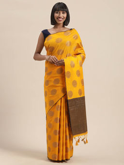 Mimosa - Women Kanjivaram Style Silk Saree With Unstitched Blouse