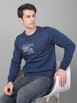 CRIMSOUNE CLUB - Men's Navy Blue Printed Sweatshirt