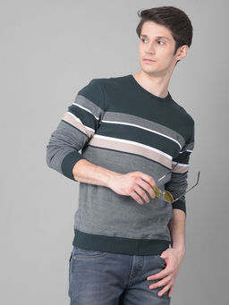 CRIMSOUNE CLUB - Men's Green Striped Sweatshirt
