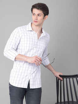 CRIMSOUNE CLUB - Men's White Checked Shirt