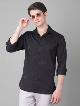 CRIMSOUNE CLUB - Men's Black Printed Shirt