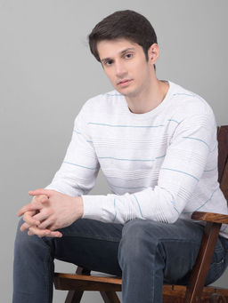 CRIMSOUNE CLUB - Men's White Striped Sweater