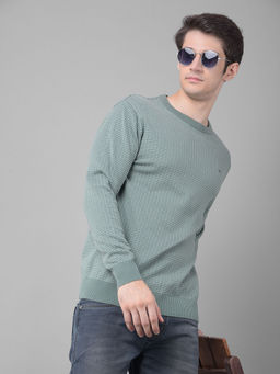 CRIMSOUNE CLUB - Men's Green Printed Sweater