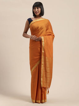 Mimosa - Women Mysore Silk Style Crepe Saree With Unstitched Blouse