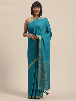 Mimosa - Women Mysore Silk Style Crepe Saree With Unstitched Blouse