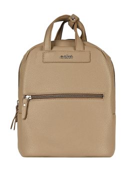 Eske - Snow Beige Solid Vegan Leather Women'S Casual Backpack Adjustable Strap