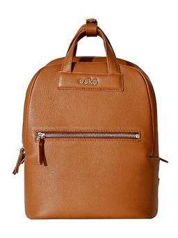 Eske - Snow Tan Solid Vegan Leather Women'S Casual Backpack Adjustable Strap