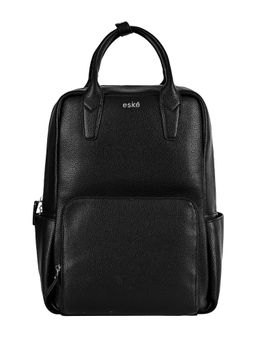 Eske - Owen Black Solid Vegan Leather 14.5 L Unisex Backpack Fits Upto 15" Inch Laptop