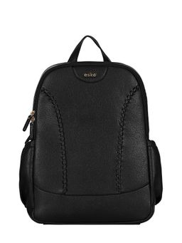 Eske - Mikel Black Solid Vegan Leather 14.5 L Unisex Backpack Fits Upto 15" Inch Laptop
