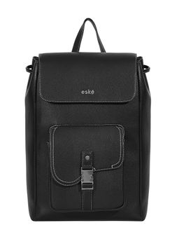 Eske - Benito Black Solid Vegan Leather Unisex Laptop Backpack, 14L, Fits Up To 13" Laptop