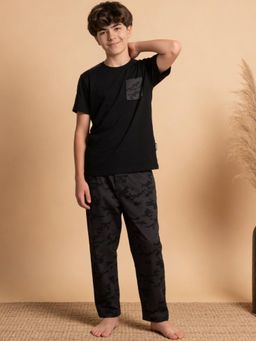 Lil Tomatoes - Boys Cotton Charcoal Half Sleeve Printed Summer Night Suit