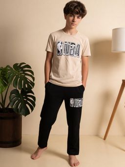 Lil Tomatoes - Boys Cotton Cream Half Sleeve Graphic Print Summer Night Suit