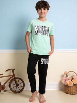 Lil Tomatoes - Boys Cotton Green Half Sleeve Graphic Print Summer Night Suit