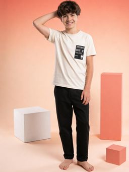 Lil Tomatoes - Boys Cotton Cream Half Sleeve Graphic Print Summer Night Suit