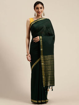 Mimosa - Women Mysore Silk Style Crepe Saree With Unstitched Blouse