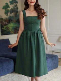 Outzidr - Green Corset Style Dress