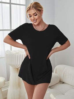 Outzidr - Black Relaxed Fit Dress