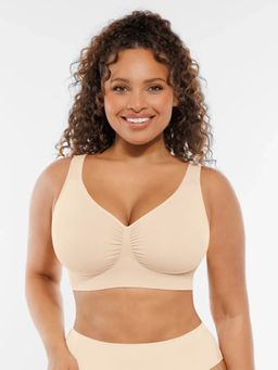 Shop The Edit - Beige Solid Regular Fit Bra
