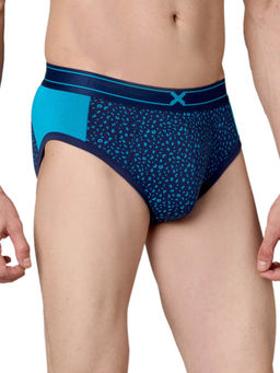Frenchie - X - LIT Men Leopard Printed Tencel Micro Modal Elastane Blue Briefs