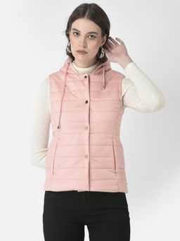 CRIMSOUNE CLUB - Women Polished Pink Hooded Gilet