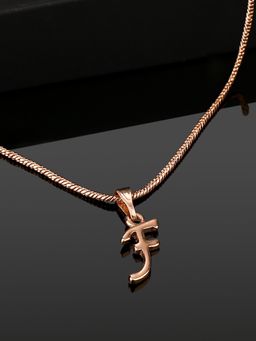 Estele - Valentine Gift - Rose Gold Plated Initial F Letter Pendant for Women