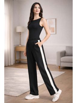 Nobero - Womens Black Cotton Flared Terry Pant