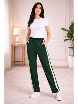 Nobero - Womens Green Cotton Flared Terry Pant