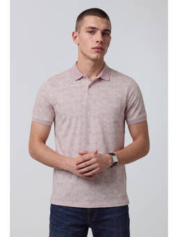 Peter England - Purple Printed Cotton Regular Fit Polo T-Shirt