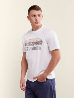American Eagle - White Printed Cotton Regular Fit T-Shirt