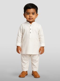 JBN Creation - Boys White Pure Cotton Solid Regular Kurta with Pyjama