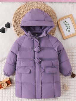 Hopscotch - Girls Purple Solid Full-Sleeve Long Coat