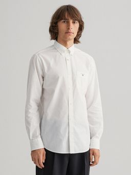 GANT - Men White Solid Regular Fit Shirt