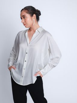 Strong And Brave - Women Premium Oversized Spread Collar Satin Shirt