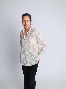 Strong And Brave - Women Premium Oversized Semi Sheer Party White Shirt