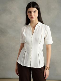 Strong And Brave - Women Standard Opaque Formal White Shirt
