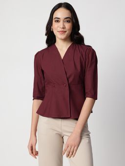 Strong And Brave - Women Standard Opaque Casual Maroon Shirt