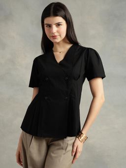 Strong And Brave - Women Standard Opaque Formal Black Shirt